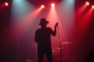 Music video shoot with a musician on stage